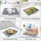Silicone Dish Drying Mat 16x13, Food-Grade Silicone, Easy Clean Pad - Image 8