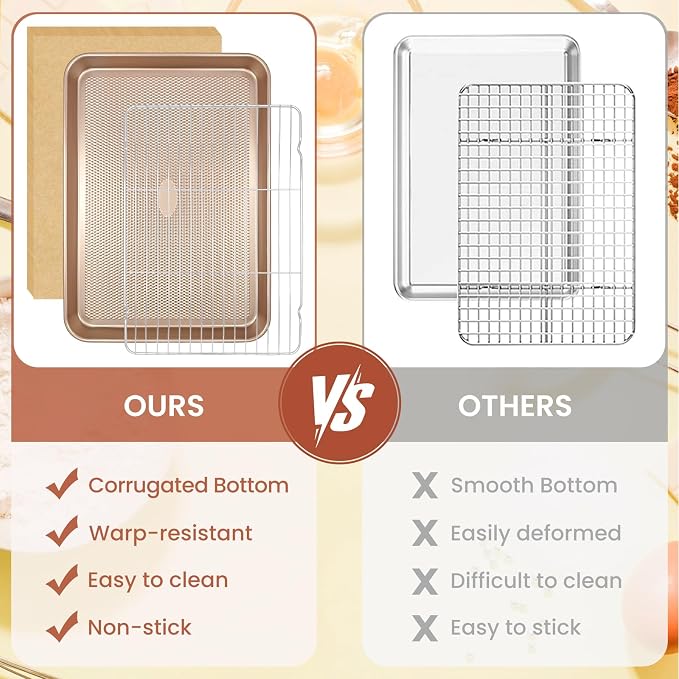 Baking Sheet with Wire Rack Set, 2 Sheet Pans with 2 Cooling Racks, Includes 50 - Image 6