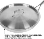 Babish 12-Inch Tri-Ply Stainless Steel Frying Pan - Image 2