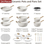 Bazova 24-Piece Pots and Pans Set Non Stick, Titanium-Reinforced Ceramic - Image 7