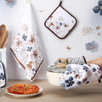 Teenyyou 6 Pcs Spring Brown Poppy Floral Kitchen Towels Oven Mitts and Pot - Image 6