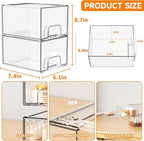 Yieach 2 Pack Clear Stackable Storage Drawers, 4.4'' Tall Acrylic Drawer - Image 3