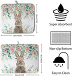 Easter Rabbit Dish Drying Mats for Kitchen Counter Easter Spring Watercolor - Image 2