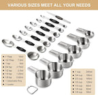 Stainless Steel Measuring Cups & Spoons Set, EWFEN Kitchen Tools Nesting - Image 2