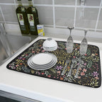Vintage Microfiber Dish Drying Mat Wildflowers Leaves Absorbent Dry Mat - Image 6