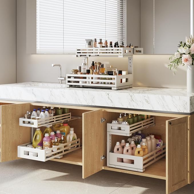 2-Pack 17"Deep Under Sink Organizer And Storage, 2-Tier L-Shaped Pull Out - Image 6