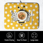 Bee Dish Drying Mat for Kitchen Counter 16x18 Inch Yellow Honey Bees Polka Dots - Image 4