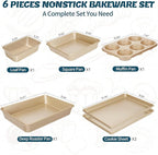 Baking Pans Set, Nonstick Stackable Bakeware Sets, Oven Pans - Image 2