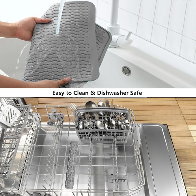ZLR 2 Pcs Silicone Dish Drying Mat & Heat Resistant Trivet - Image 8