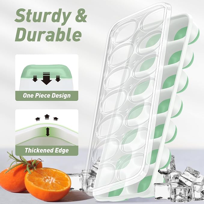 ChefAide Ice Cube Tray with Lid, 4 Packs 56 Cubes Durable Stackable Ice Cube - Image 4