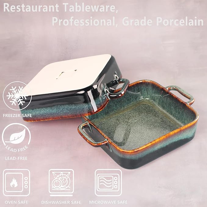 10" x 10" Porcelain Square Casserole Dishes - Image 3