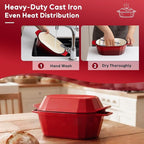 Enameled Cast Iron Dutch Oven for Bread Baking – 3QT Oval Round Heavy Duty - Image 4