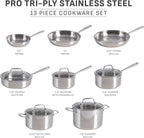 T-fal Pro Tri-Ply Stainless Steel Cookware Set 13 Piece Induction Compatible - Image 2