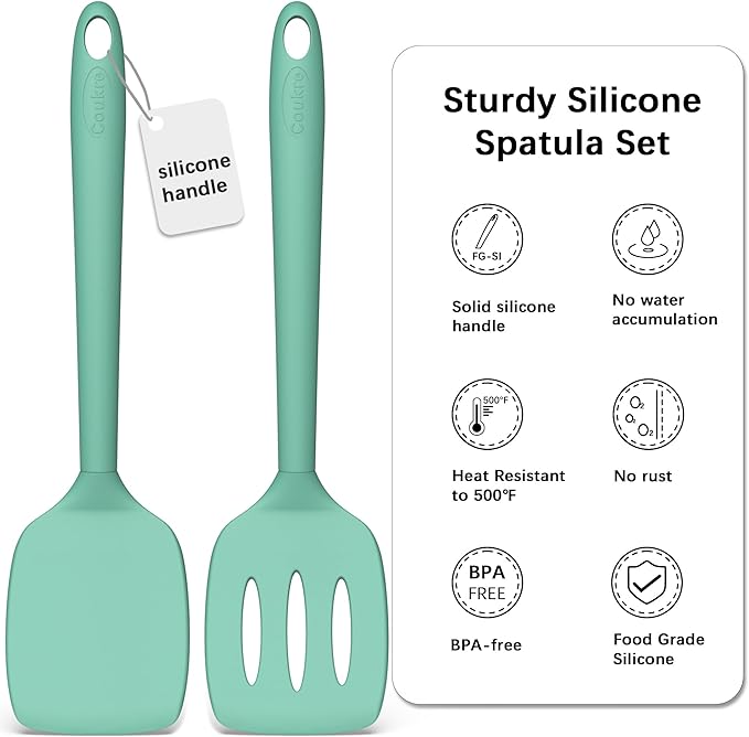 Coukre 2 Pack Silicone Spatula Set, High Heat Resistant, BPA Free Kitchen - Image 3