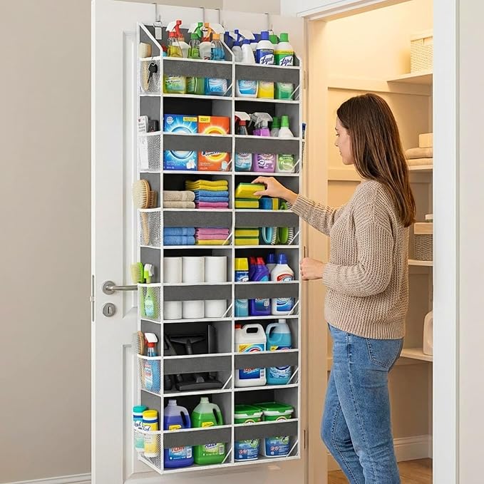 2 Pack Over The Door Organizer 6 Tiers, Extra Large Behind Door Storage of 12 - Image 6
