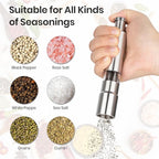 Salt and Pepper Grinder Set, Small Stainless Steel Manual Salt Grinder - Image 6