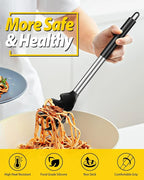 Silicone Pasta Fork and Ladle Spoon Set, Large Non Stick Kitchen Utensils - Image 3
