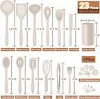 Silicone Kitchen Utensils Set, E-far 23 Pcs Khaki Cooking Utensils Tools - Image 3