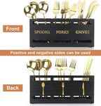 Ayiaren Wooden Cutlery Silverware Holder Flatware Utensil Caddy Black Utensil - Image 4