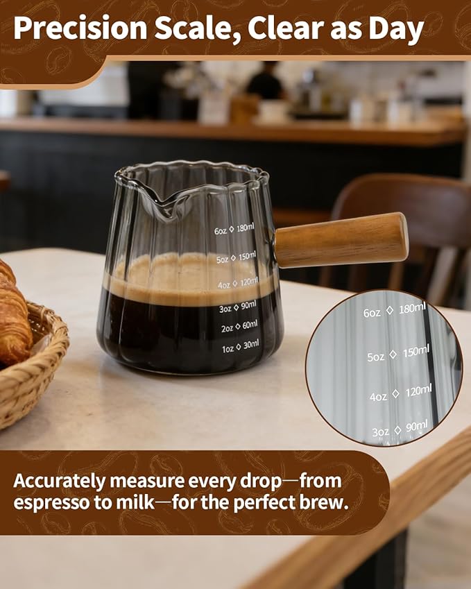 2 Pack Espresso Measuring Cup, 6oz Borosilicate Glass Espresso Cups - Image 4