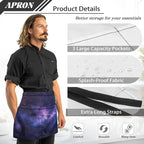 Server Apron with 3 Pockets, Waterproof Oil Waitress Waiter Half Apron - Image 6