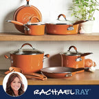 Rachael Ray Cucina Nonstick Cookware Pots and Pans Set, 12 Piece, Pumpkin Orange - Image 8