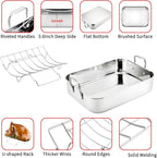 JY COOKMENT Roasting Pan with Baking Rack, 16.5 Inch Stainless Steel Turkey - Image 7