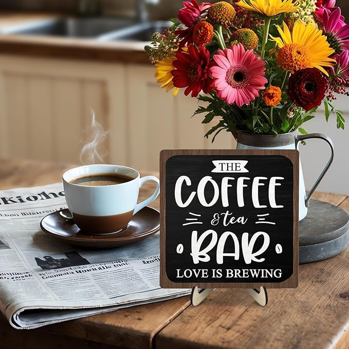 Coffee Bar Decor Sign, Rustic Wooden Plaque - Image 6