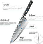 MDHAND Chef Knife Set with Roll Bag, High Carbon Stainless Steel Japanese - Image 3