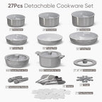 CAROTE 27pcs Ceramic Cookware Set Nonstick, Pots and Pans Set Non Stick - Image 2