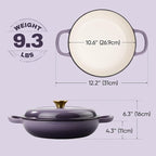 Vintage Style 3 Quart Enameled Cast Iron Braiser, Non Stick Enameled Cast Iron - Image 3