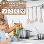 E-far Silicone Cooking Utensils Set, 7-Piece Khaki Heat Resistant Kitchen - Image 7