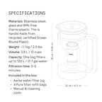 Aarke Purifier Large Glass Pitcher Bundle w/Steel Filter, 4 Pure Refill Granules - Image 8
