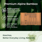 keechee Carbonized Large Bamboo Kitchen Drawer Organizer, 12 Slots Expandable - Image 7