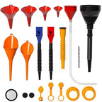 KJE 19 Pcs Automotive Funnel Set, Spout Replacements, Plastic Wide Mouth by KJE