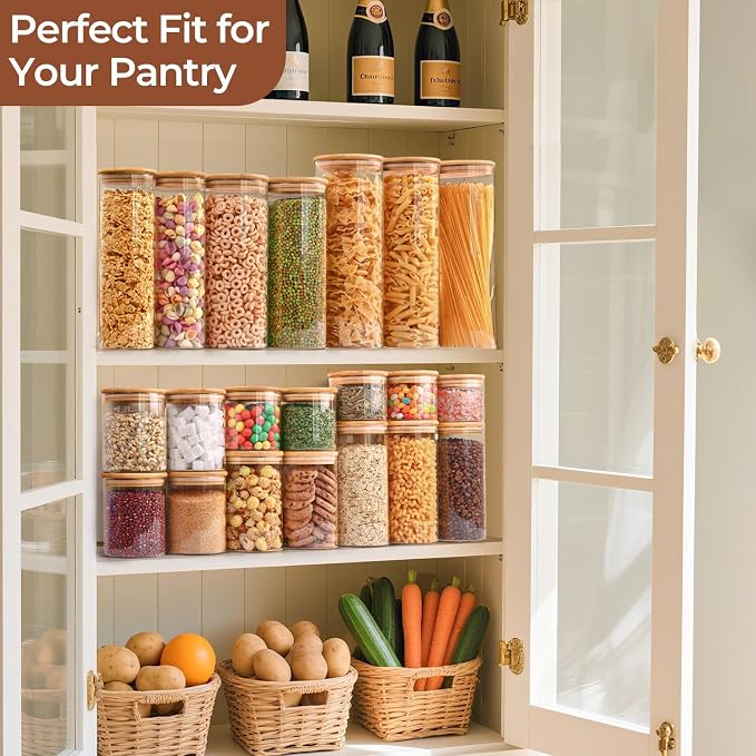 ComSaf 0.8 Qt Glass Food Storage Jars Set of 6, Pantry Organization Jar - Image 6