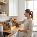 2 Pack Bamboo Spice Rack Organizer - Image 2