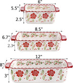 Coloch 3 Pack Ceramic Baking Dishes, Rectangular Bakeware Set Hand-painted - Image 2