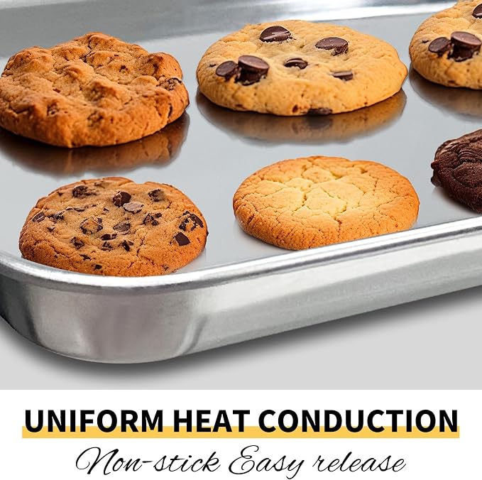 Commercial Quality Baking Sheet Pan Set, Natural Stainless Steel Cookie Sheet - Image 6