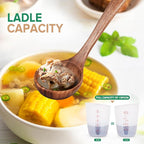 Wooden Spoons for Cooking, Teak Wood Soup Ladle&Slotted Pasta Fork Strainer - Image 4