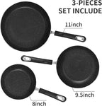 Nonstick Frying Pan Set-3-Pieces Skillet Set Induction Compatible, 8 Inch - Image 3