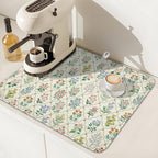 Floral Dish Drying Mat for Kitchen Counter Spring Summer Wild Flowers Diamond - Image 7