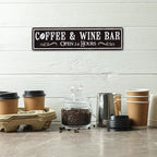 Coffee and Wine Bar Decor, Coffee & Wine Bar Open 24 Hours Sign, Retro Metal - Image 4