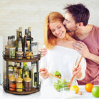 Snughome Rotating Spice Rack, 2 Tier Lazy Susan Organizer, Wood Kitchen - Image 7