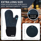 Silicone Oven Mitts, Cotton Lined Gloves, Long Cooking Mitts and Trivet Mats - Image 2