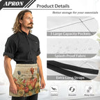 Server Apron with 3 Pockets, Waterproof Oil Waitress Waiter Half Apron - Image 6