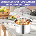TeamFar 6QT Stainless Steel Stock Pot, Tri-ply Base Cooking Pasta Sauce Soup Pot - Image 5