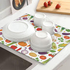 Vegetables Dish Drying Mat, for Farmhouse Kitchen Counter Microfiber Absorbent - Image 2