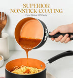 MICHELANGELO Ceramic Saucepan Set 1.5QT & 2QT & 3QT Nonstick Sauce Pans - Image 2