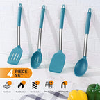Cooking Utensils Set of 4, E-far Silicone Kitchen Utensils - Image 3